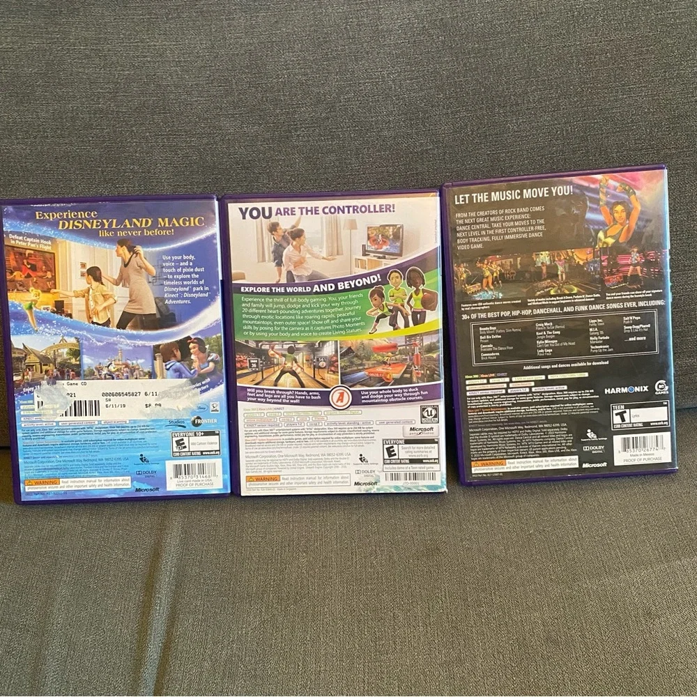 Lot of 3 Microsoft Xbox 360 Kinect Video Games